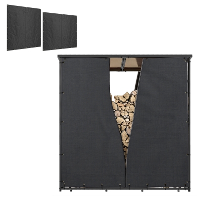 Outsunny Two Pieces Firewood Log Rack Covers, 600D Oxford Fabric Outdoor Log Storage Rack Cover Set, 5.7-Feet Log Protection Covers, Water, Dust and UV Protection, Black