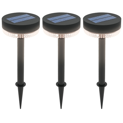 Outsunny Lampy Solarne, 3 sztuki Lamp Solarnych, Lampa Ogrodowa Solarna z Ciepłobiałym Światłem, Automatyczne Włączanie/Wyłączanie, IP65 Wodoodporna do Trawnika, Balkonu, Czarne