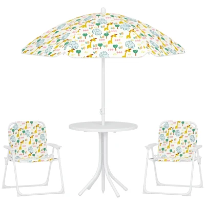 Zestaw mebli ogrodowych dla dzieci, stół, 2 krzesła, parasol