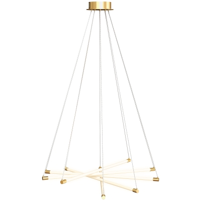 HOMCOM Lampa wisząca LED z 5 regulowanymi rurkami świetlnymi, Nowoczesna lampa wisząca 50W do kuchni, jadalni, Złoto+Białe