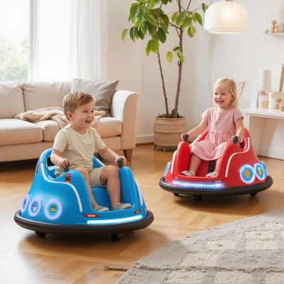 AIYAPLAY Voiture auto-tamponneuse électrique enfant 12V sous licence Angry Bird, voiture tournante 360°, 73 x 73 x 44 cm, bleu