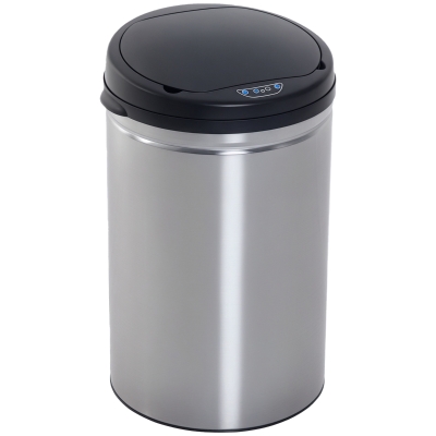HOMCOM Sensor Mülleimer 30L Automatischer Mülleimer mit Soft-Close-Deckel, Bewegungssensor, Wasserdichter Abfalleimer Müllbehälter Abfallbehälter für Büro, Schlafzimmer, Küchen Schwarz+Silber