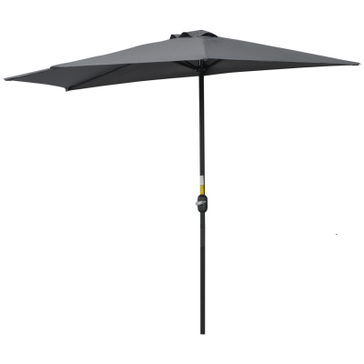 Outsunny Parasol Demi-Rond Métal Gris Noir
