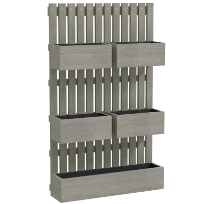 Outsunny Huerto elevado de madera ajustable con enrejado, cama de cultivo para jardín 60x16x100cm Gris