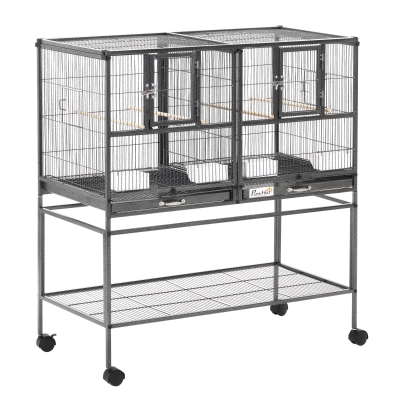 PawHut Large Parrot Cage with Divider & Slide Tray 95x45.5cm