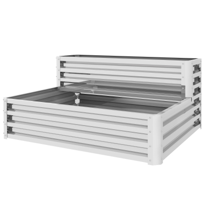 Outsunny Jardinière Escalier Acier Galvanisé 120x101x58cm Argent