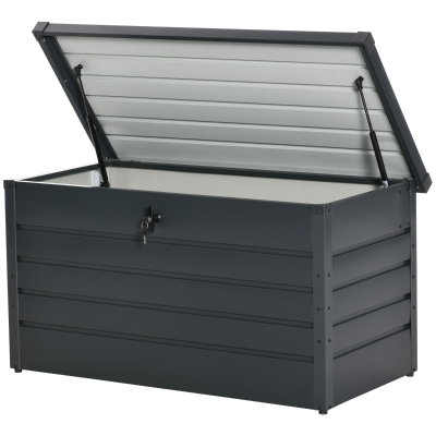 Outsunny Banc-Coffre Moderne Acier Gris 120x62x62 cm