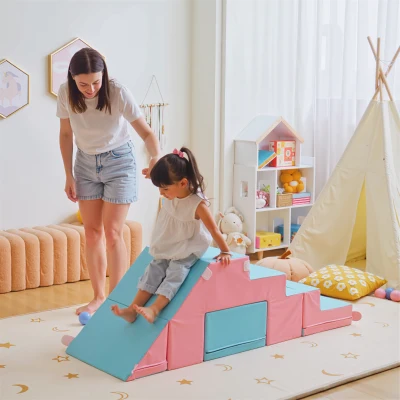 HOMCOM 2-Piece Foam Climber Set Toddler 1-3 Years Pink Blue