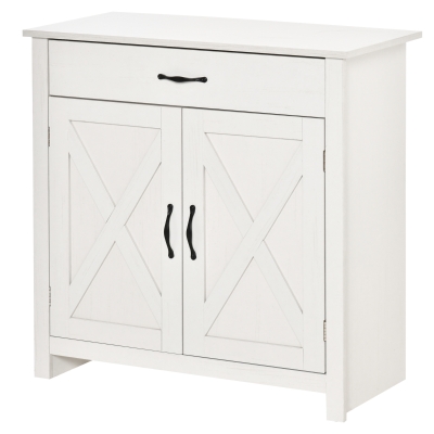 HOMCOM Buffet Blanc 80cm avec Tiroir, 2 Portes et Étagère