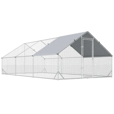 PawHut Hühnerstall, Freilaufgehege, Geflügelstall mit Schattendach, Freigehege für 4-6 Hühner, Enten Kaninchen, 3 x 2 x 2 m