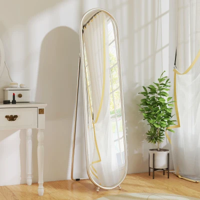 Oglindă Modernă de Podea Full-Length, 157x36 cm, Oglindă Verticală Antiglomeroasă cu Ramă din Sticlă și Metal, pentru Dormitor, Living și Hol, Negru