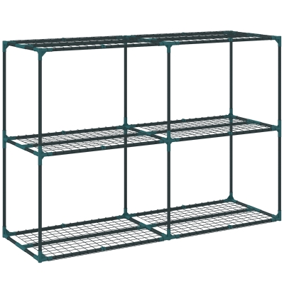 Outsunny 3-Tier Plant Stand Steel Plant Shelf for Indoor and Outdoor 143x48x100 cm Green