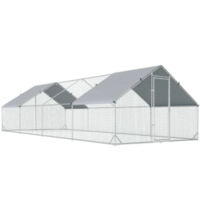 PawHut Pollaio 300cm x 800cm x 200cm Argento