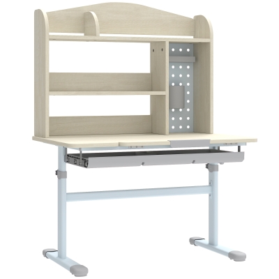 AIYAPLAY Kids Adjustable Desk with Hutch & Drawer Natural