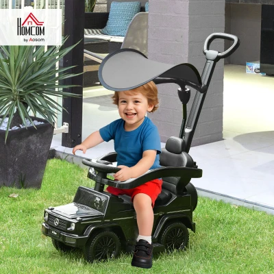 HOMCOM 3 in 1 Kids Children Ride on Push Car Toddler Sliding Car G350 Licensed Walker Foot to Floor Slider Push-Along with Horn Steering Wheel NO POWER Manual, Black