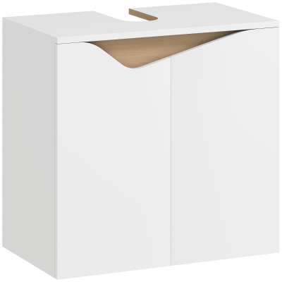 HOMCOM Sink base cabinet, Bathroom base cabinet with soft-close doors, White, 60 x 35 x 57.9 cm