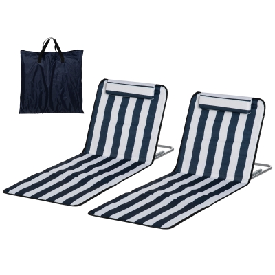 Outsunny Chaise Longue Pliante Jardin Dossier Réglable Bleu