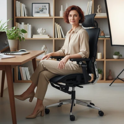 HOMCOM Scaun de birou ergonomic Scaun pentru birou cu suport lombar și suport cap reglabile, cotiere 5D rabatabile, suport picioare, plasă Negru