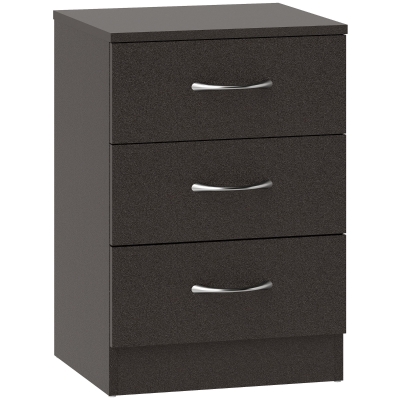 HOMCOM Three-Drawer Bedside Table Black