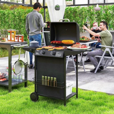 Outsunny Barbecue a gas 107cm x 54cm x 96cm nero