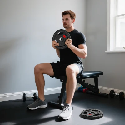 SPORTNOW Olympic Weight Plates 15kg Pair Tri-Grip Black