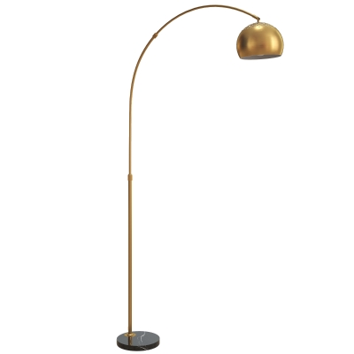 HOMCOM Stehlampe, Bogen-Design mit Marmorsockel, 180 cm, Schwarz+Gold