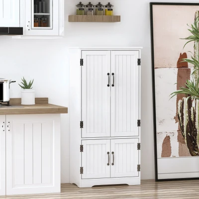 HOMCOM Floor Storage Cabinet White with Adjustable Shelves