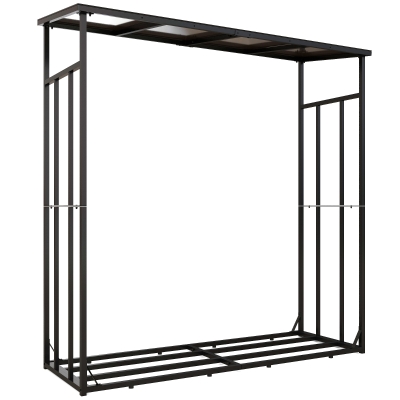 Outsunny Scaffale per legna da ardere 185cm x 62cm x 184cm Nero