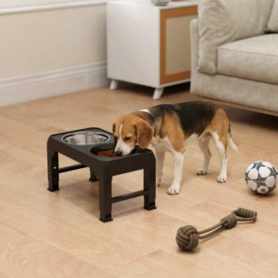 PawHut Elevated Dog Bowls 4 Heights Foldable Slow Feeder