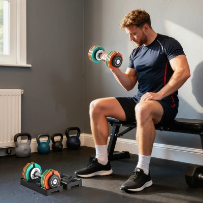 SPORTNOW Adjustable Dumbbells Set with Locking Mechanism Multicoloured