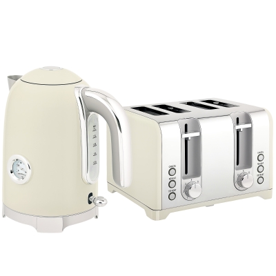 HOMCOM Retro Kettle and Toaster Set - Grey