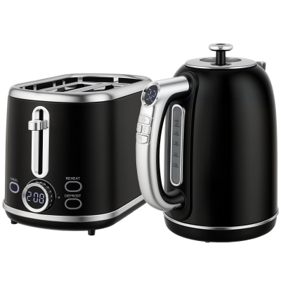 HOMCOM Retro Kettle and Toaster Set Black