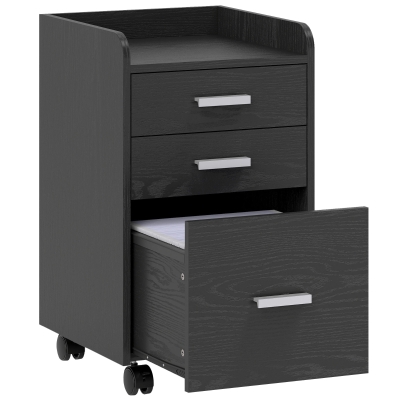HOMCOM Rolling Filing Cabinet 3 Drawer Black
