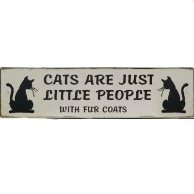 Handcrafted Wall Plaque 'Cats Are Just Little People' with High‑Strength Metal, Black