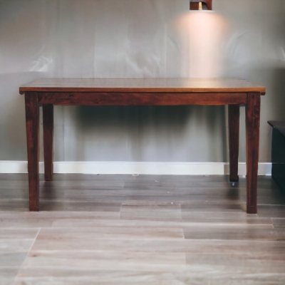 Solid Mango Wood Dining Table with Stain-Based Finish Enhancing the Grain, Brown