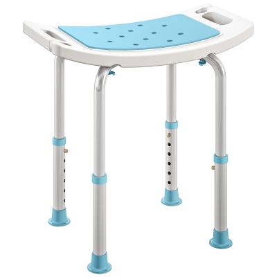 HOMCOM Aluminium Bathroom Stool Adjustable Non-Slip Turquoise