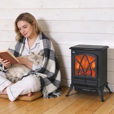 HOMCOM Camino Elettrico Effetto Fiamma e Termostato 1000-2000W