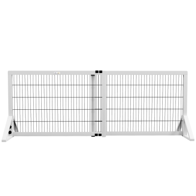 PawHut Barreira de segurança para cães barreira de proteção de 2 painéis largura ajustável 101-181 cm em madeira aço branco