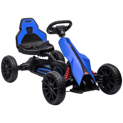 HOMCOM Go-Kart a pedal com marcha à ré e à frente, para crianças de 3 a 8 anos, Azul