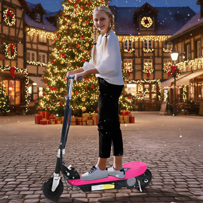 HOMCOM Patinete Eléctrico Plegable para Niños y Adolescentes de +7 Años con Manillar Ajustable en Altura 78x37x87-95 cm Rosa