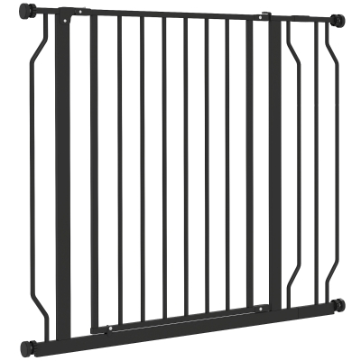 PawHut Barrière Extensible Chiens 75-95 cm Acier Noir