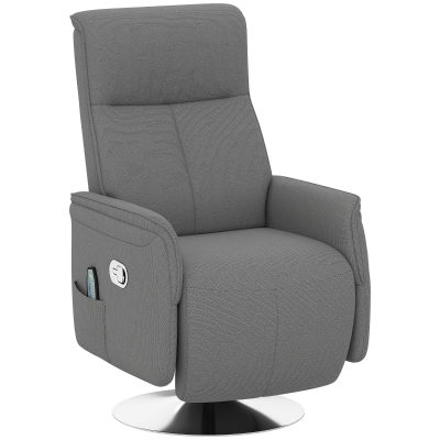 HOMCOM Fauteuil Relax Massant Pivotant Inclinable Gris