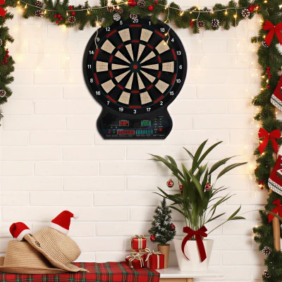 HOMCOM Cible Fléchettes Électronique LED 27 Jeux Noir