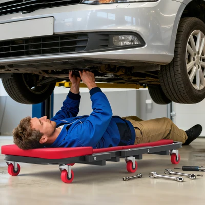 HOMCOM Chariot Mécanicien Pliable 2 en 1 Charge 150kg