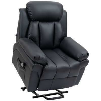 HOMCOM Fauteuil Relax Électrique Noir - Repose-Pied Ajustable