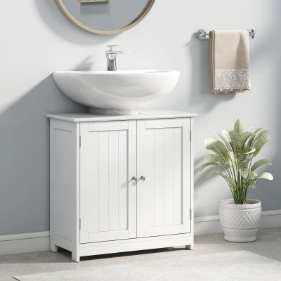 kleankin Meuble Salle de Bain Blanc 60x30x60cm Sous-Lavabo