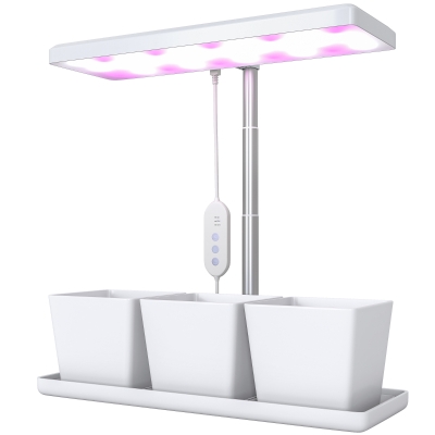 Outsunny Lampe Plante LED 10W avec 3 Bacs à Fleurs Blanc