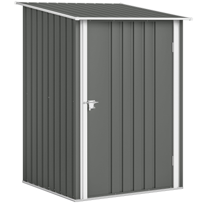 Outsunny Gartenhaus Geräteschuppen aus verzinktem Stahl mit Tür, 100x104x160 cm, Hellgrau