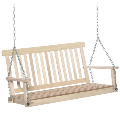 Outsunny Banc Suspendu 2 Places Bois Naturel 200kg
