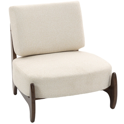 HOMCOM Fauteuil Salon Chenille Confortable 72x73,5x81cm Crème